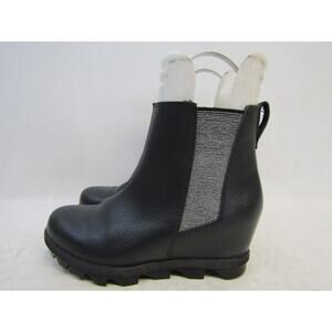 Sorel Youth 3 Black Leather Wedge Fashion Booties